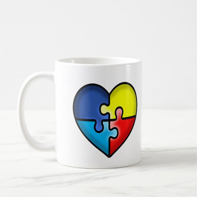 Mug coeur de sensibilisation sur l'autisme (Gauche)