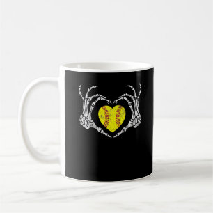 Mug Coeur de softball Skeleton main Halloween Costume