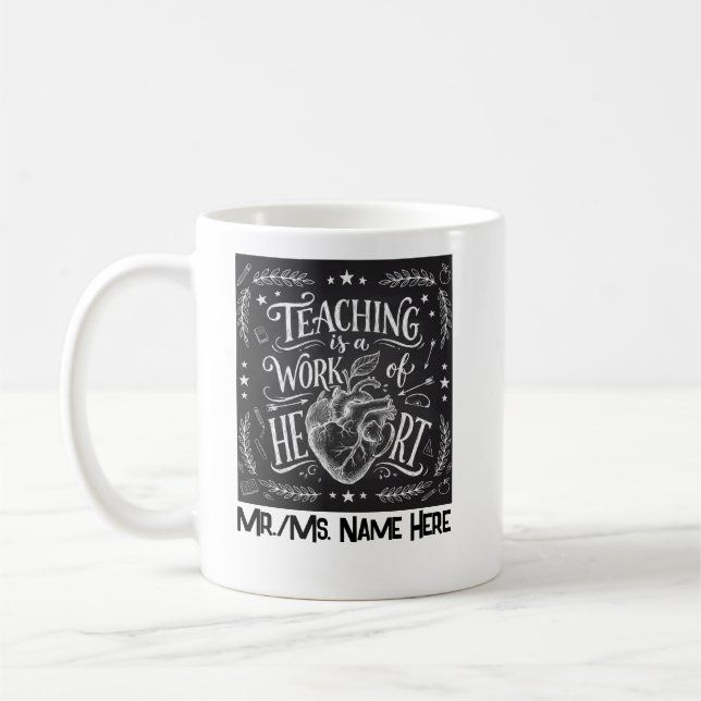 Mug Cœur de tableau noir pour appréciation personnalis (Gauche)