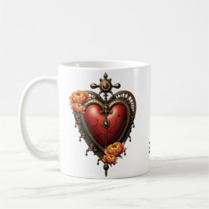 Mug Coeur de vapeur avec fleurs.