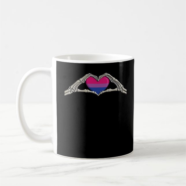 Mug Coeur des mains osseuses Goth bisexuel (Gauche)