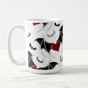 Mug Coeur d'Halloween avec ailes de chauve-souris noir