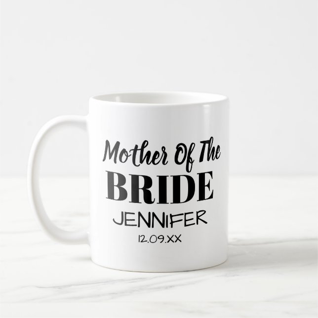 Mug Coeur d'or noir personnalisé mère de la mariée (Gauche)