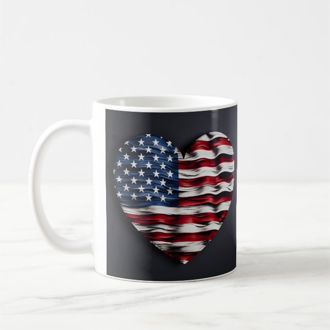 Mug Coeur du drapeau américain (Gauche)