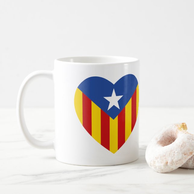 Mug Coeur du drapeau catalan (Avec donut)