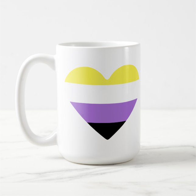 Mug Cœur du drapeau de fierté non binaire (Gauche)