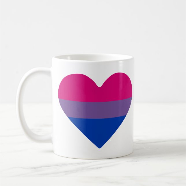 Mug Cœur du drapeau de la fierté bisexuelle (Gauche)