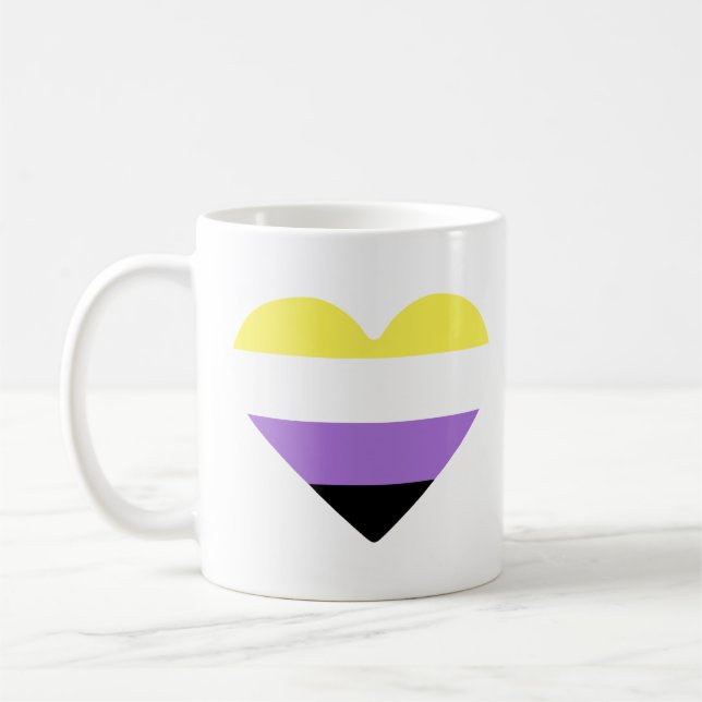 Mug Coeur du drapeau de la fierté non binaire (Gauche)