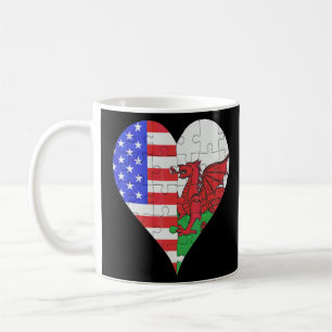 Mug Coeur du drapeau gallois américain