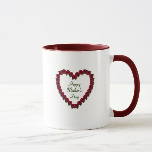 Mug Coeur du jour de mère des roses (Droite)