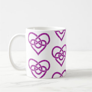 Mug Cœur en forme de nœud celtique carreaux rose viole