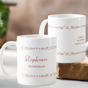Mug Cœur Fantaisiste Doodle Rouge Orange Fête de Maria