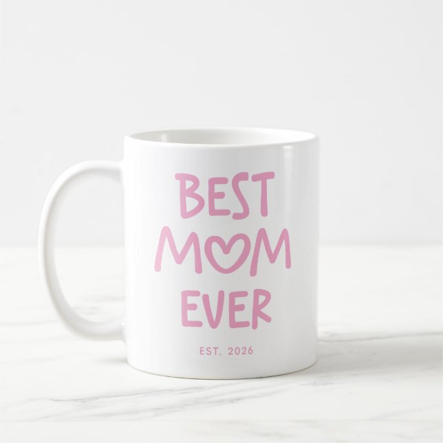 Mug Cœur Fantaisiste Rose Meilleure Maman Ever (Gauche)