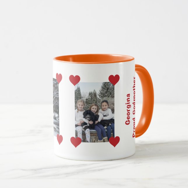 Mug Coeur Fier Godmère Amour Personnaliser Photos Nom (Devant droit)