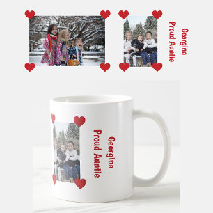 Mug Coeur Fier Tante Amour Personnaliser Photos Nom