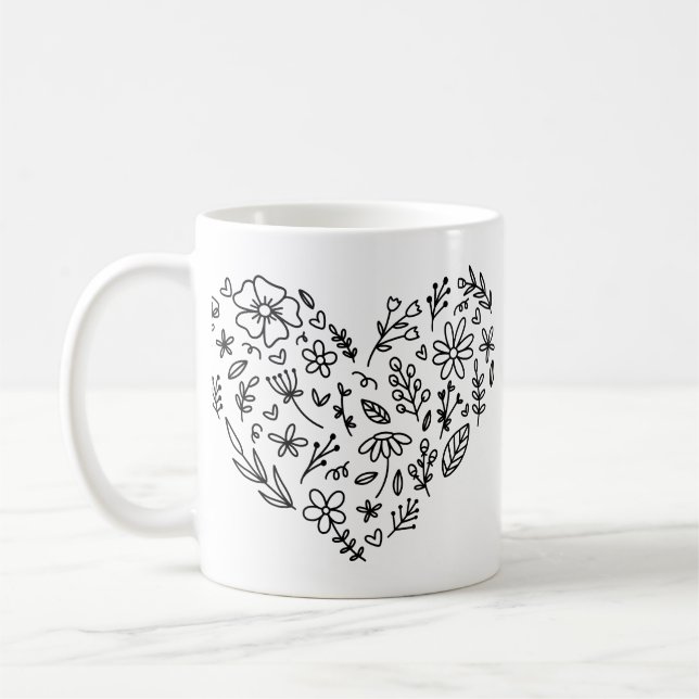 Mug Coeur Fleur, Fleur, Botanique Fleur sauvage (Gauche)