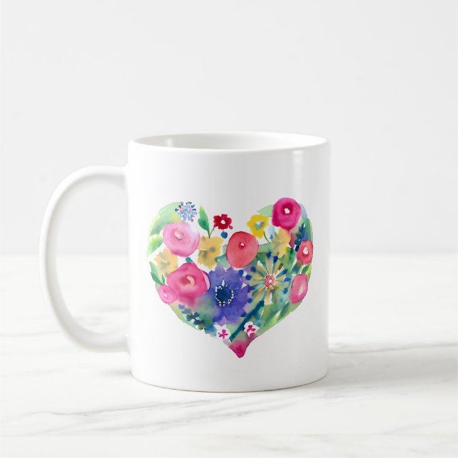 Mug Coeur floral avec la citation de la femme (Gauche)