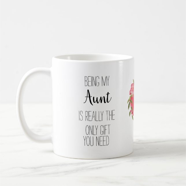 Mug Coeur floral moderne Tante "cadeau seulement" fun (Gauche)