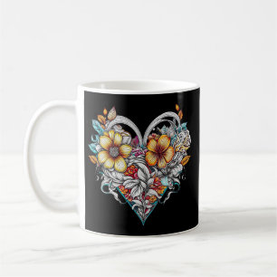 Mug Coeur floral personnalisé avec message sensoriel
