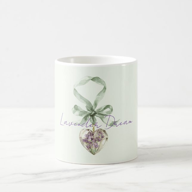 Mug Cœur floral vert pistache lavande pourpre  (Centre)