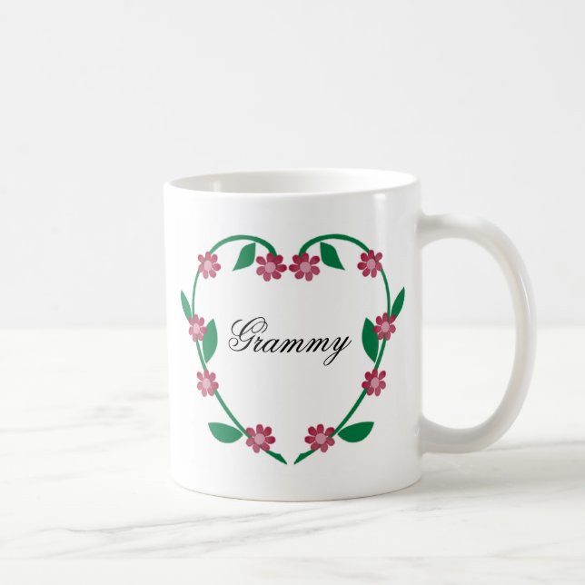 Mug Coeur-Grammy élégant de fleur (Droite)