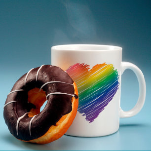 Mug Coeur griffé arc-en-ciel