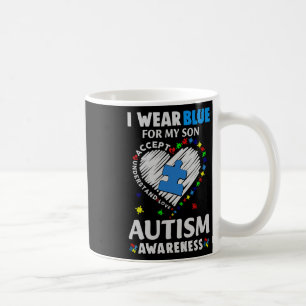 Mug Coeur Je Porte Du Bleu Pour Ma Sensibilisation sur