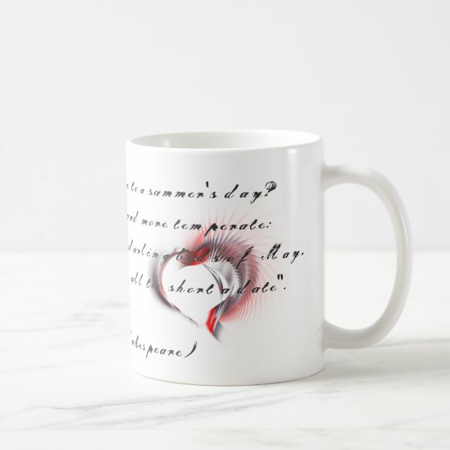 Mug Coeur métallique avec sonnet de Shakespeare 18 (Droite)