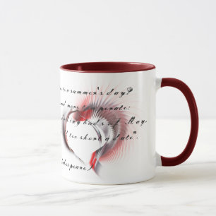 Mug Coeur métallique avec sonnet de Shakespeare 18 Caf