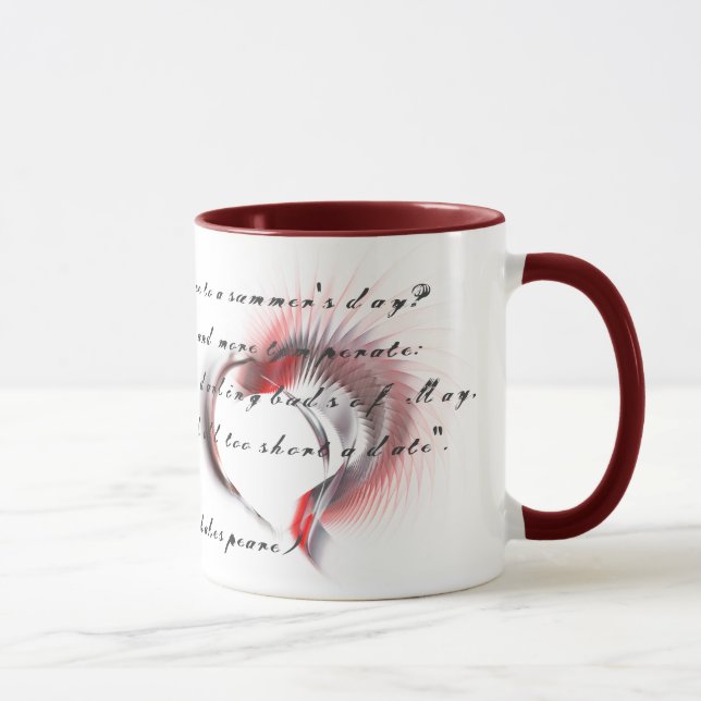 Mug Coeur métallique avec sonnet de Shakespeare 18 Caf (Droite)