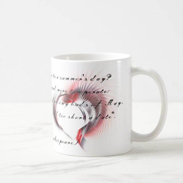 Mug Coeur métallique avec sonnet de Shakespeare 18 Caf (Droite)