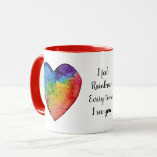 Mug Coeur mignon d'arc-en-ciel d'aquarelle