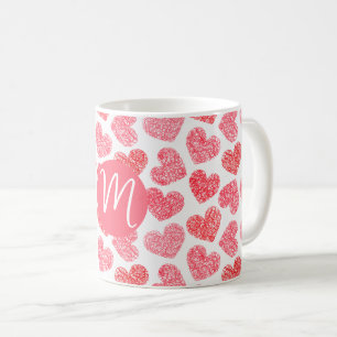 Mug Coeur mignon rouge griffé Saint Valentin Monogramm