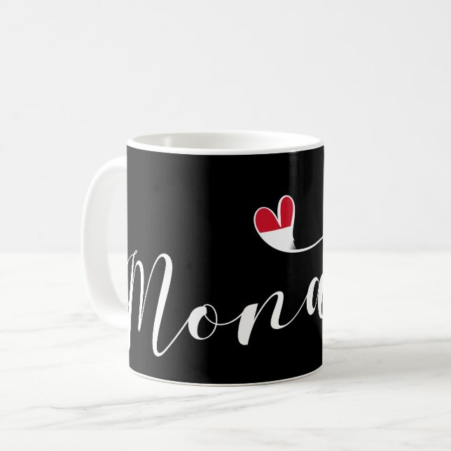 Mug Coeur Monaco, Monaco Drapeau, I Love Monaco (Devant gauche)