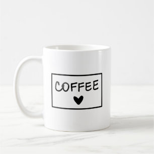 Mug Coeur noir et blanc manuscrit mignon