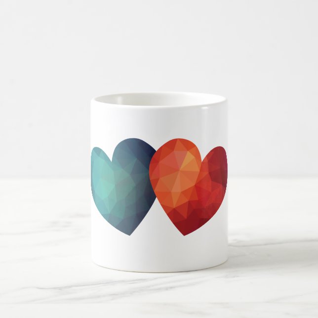 Mug Cœur paire bleu et rouge moderne hitech  (Centre)