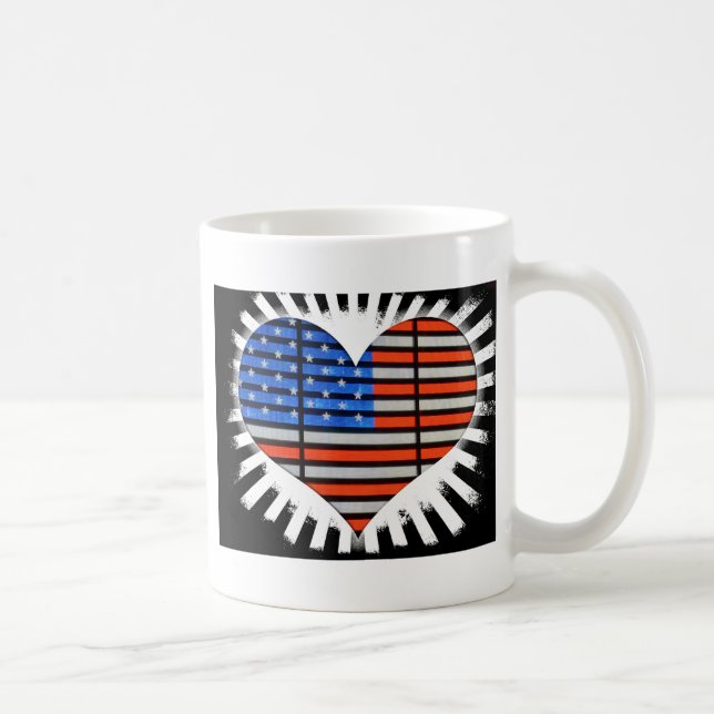 Mug Coeur patriotique en forme de drapeau américain né (Droite)
