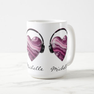 Mug Cœur personnalisé et écouteurs