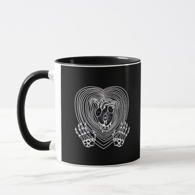 Mug Coeur Pleurant En Blanc - Skeleton Coeurs Mains (Gauche)