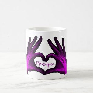 Mug Coeur pourpre de rayon X de main