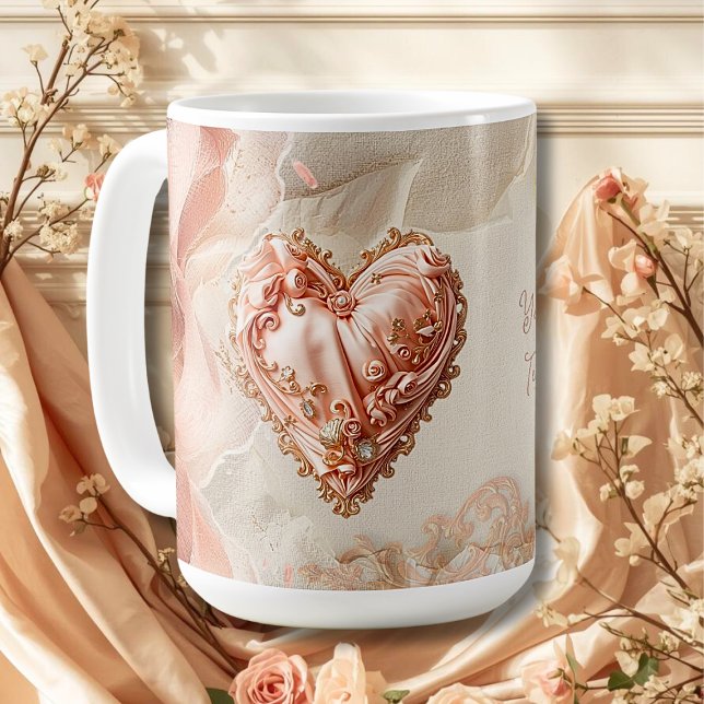 Mug Cœur Rococo en filigrane, souvenir romantique avec (Créateur téléchargé)