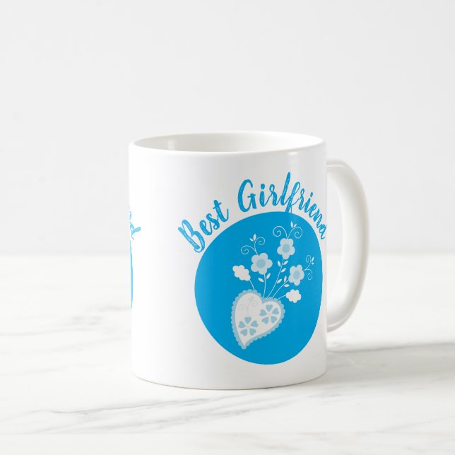 Mug Coeur romantique bleu portugais (Devant droit)