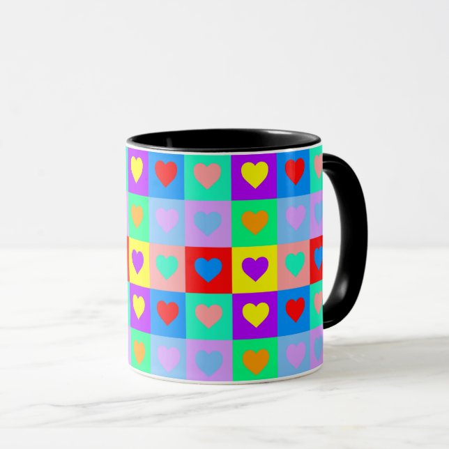 Mug Coeur romantique Coloré Motif Pop Art (Devant droit)
