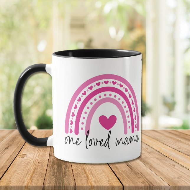 Mug Coeur rose Arc-en-ciel Une maman aimée (Créateur téléchargé)