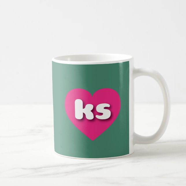 Mug Coeur rose chaud du Kansas - J'aime ks (Droite)
