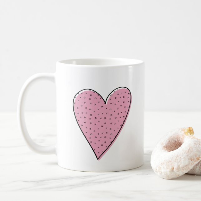 Mug Coeur rose et bleu (Avec donut)
