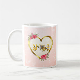 Mug Cœur rose et cœur doré pour la meilleure maman qui