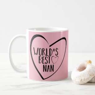 Mug Coeur rose et noir - meilleur Nan du monde -