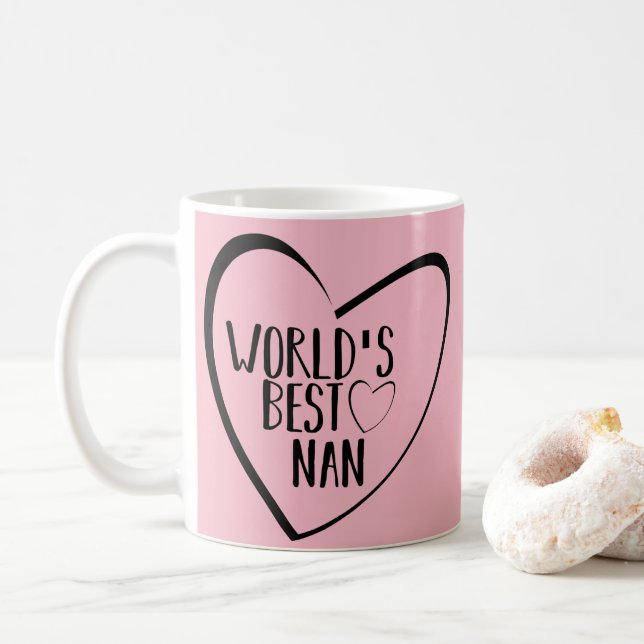 Mug Coeur rose et noir - meilleur Nan du monde - (Avec donut)