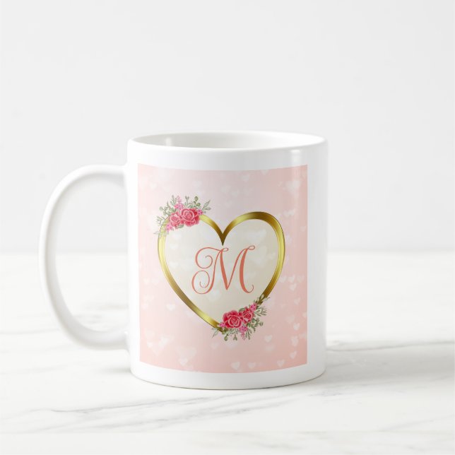 Mug Coeur rose et or personnalisé (Gauche)